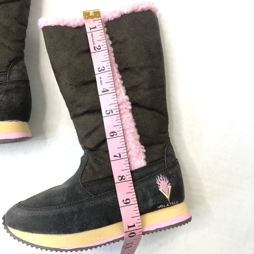 Volatile Girls Brown Boot With Pink Fur Lined